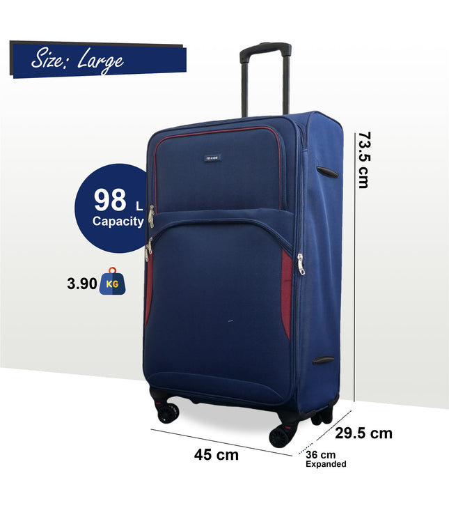 Gosford Large Soft Shell Suitcase in Navy Blue