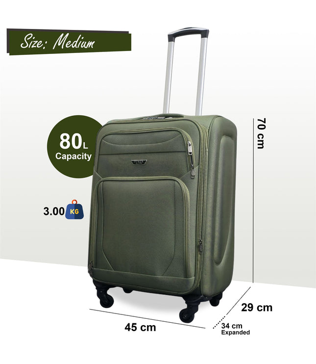 Nagoya Medium Soft Shell Suitcase in Khaki