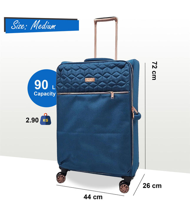 Bexley Medium Soft Shell Suitcase in Teal