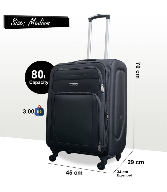 Nagoya Medium Soft Shell Suitcase in Black