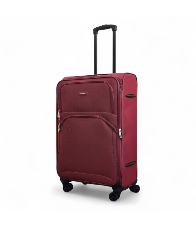 Gosford Medium Soft Shell Suitcase in Burgundy Red