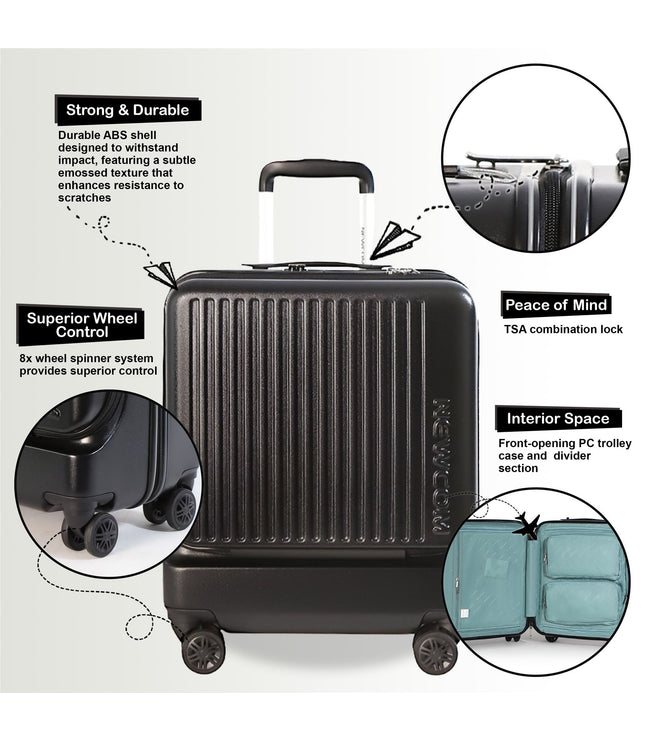 Durable EasyJet Ryanair 39 x 26 x 51.5 cm Black Front Open Cabin Luggage Travel Suitcase