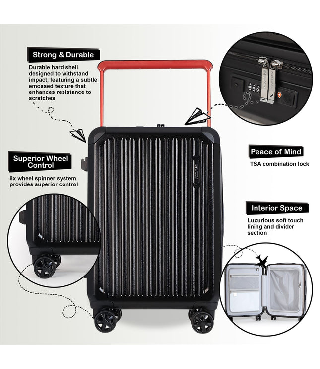 Hard Shell Black Rimowa Inspired TSA Cabin Luggage Suitcase Durable Spinner Carry-On