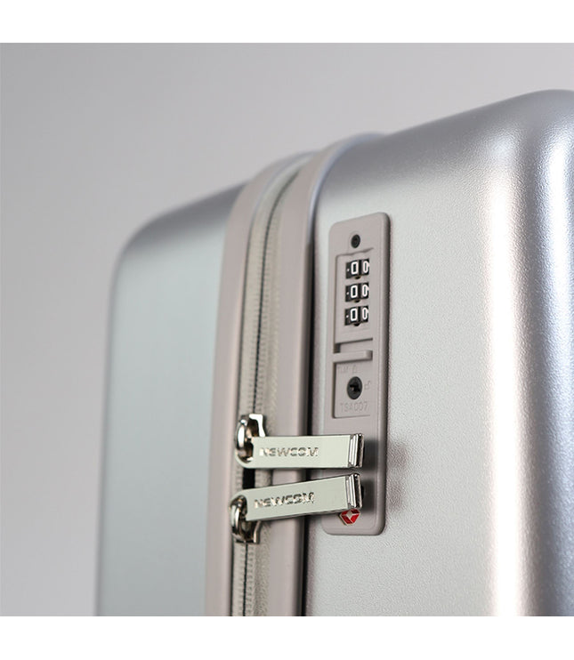 Hard Shell Cabin 44 x 22 x 38 cm Silver TSA Secure Luggage Suitcase Suitable for Easyjet, Ryanair