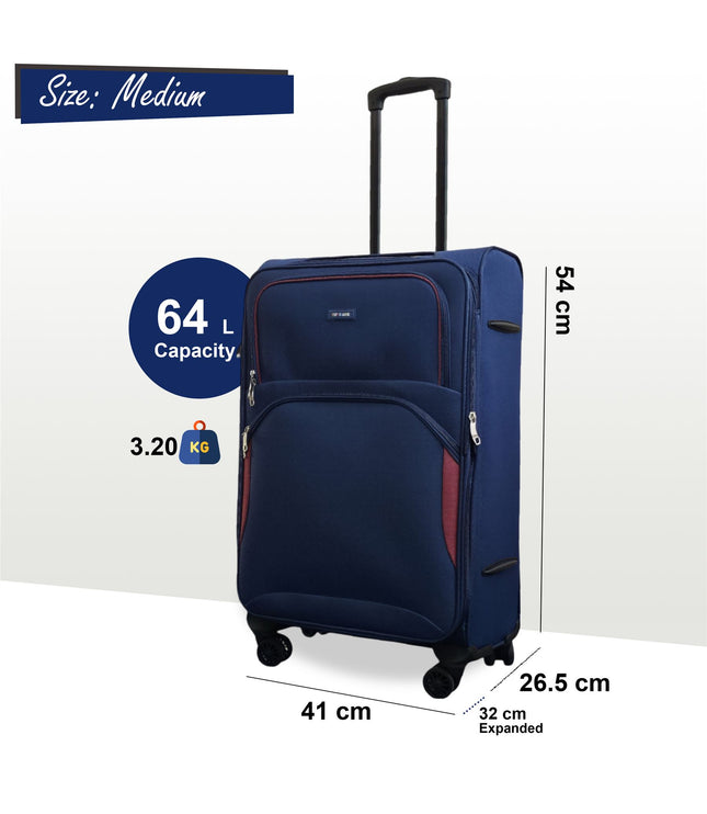 Gosford Medium Soft Shell Suitcase in Navy Blue