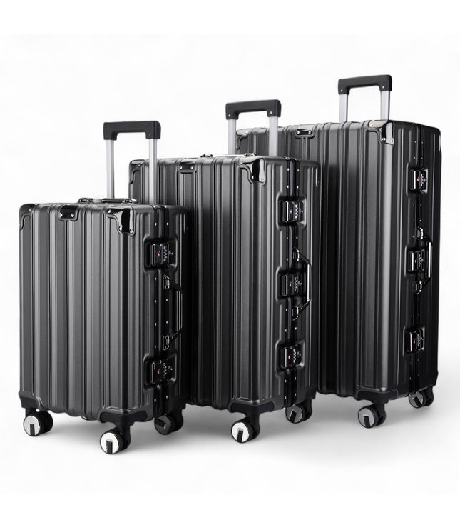 Airdrie Set of 3 Hard Shell Suitcase in Charcoal Black