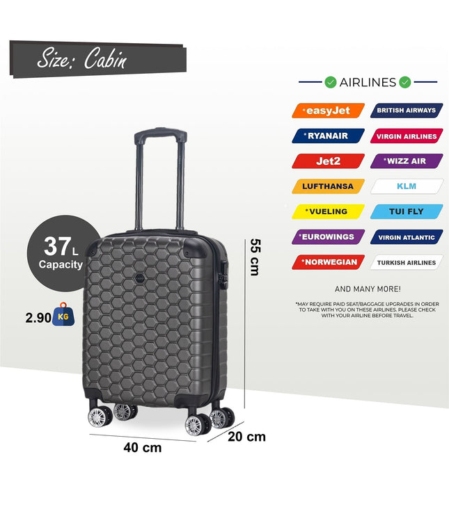 Noda Cabin Hard Shell Suitcase in Charcoal