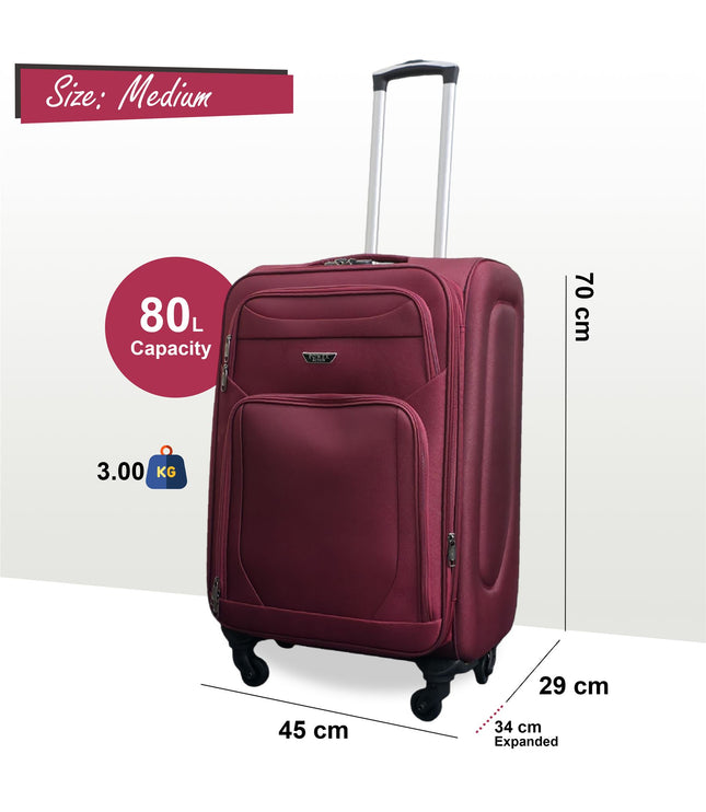 Nagoya Medium Soft Shell Suitcase in Wine