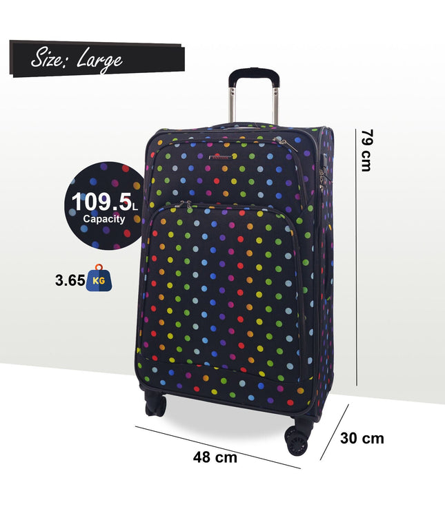 Ashbourne Large Soft Shell Suitcase in Dots