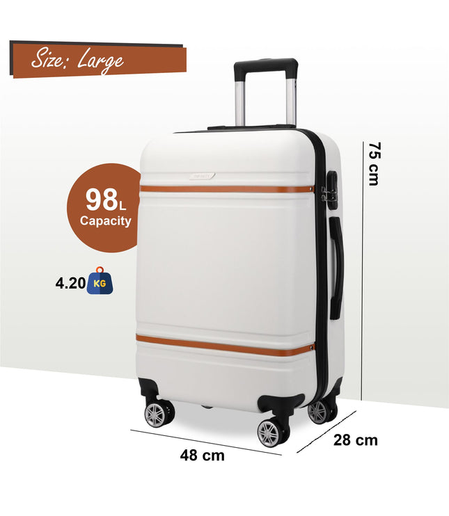 Calgary Large Hard Shell Suitcase in Cream White