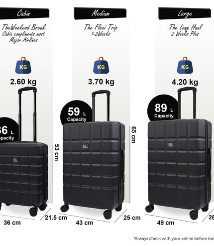 Cotgrave Set of 3 Soft Shell Suitcase in Black
