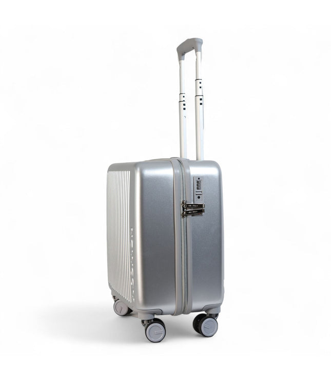 Hard Shell Cabin 44 x 22 x 38 cm Silver TSA Secure Luggage Suitcase Suitable for Easyjet, Ryanair