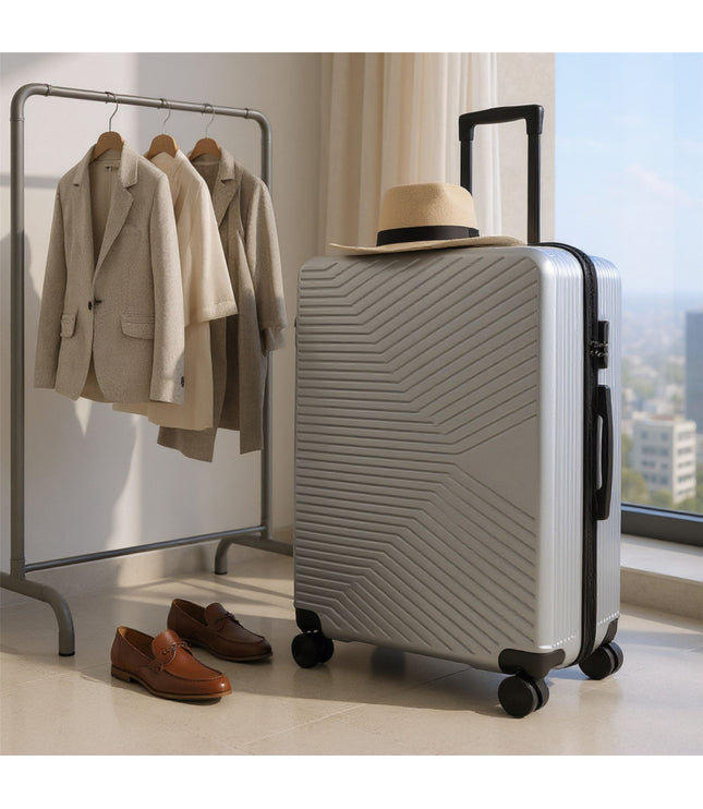 Junee Large Hard Shell Suitcase in Silver