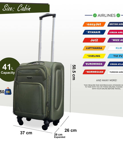 Nagoya Cabin Soft Shell Suitcase in Khaki