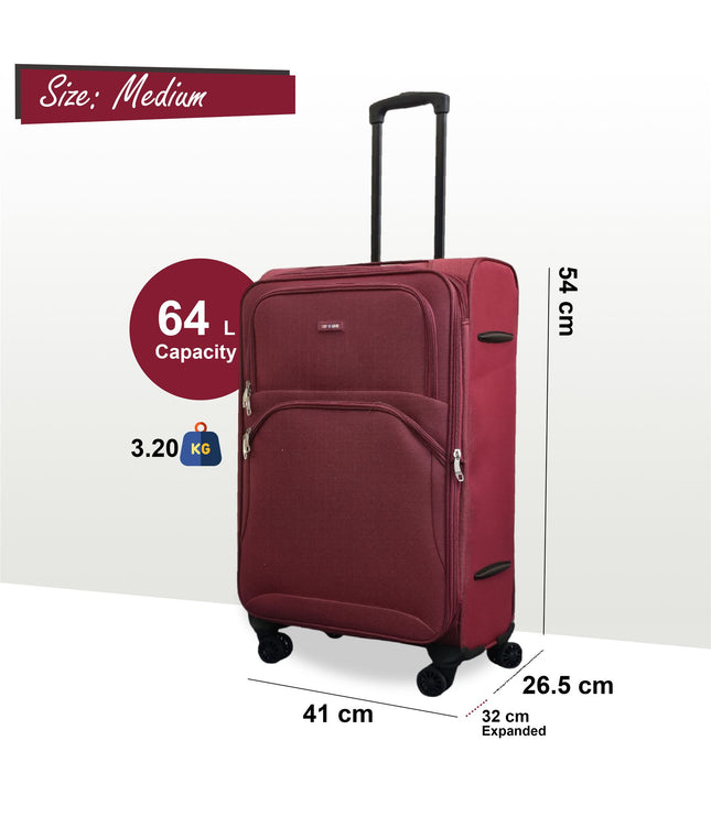 Gosford Medium Soft Shell Suitcase in Burgundy Red