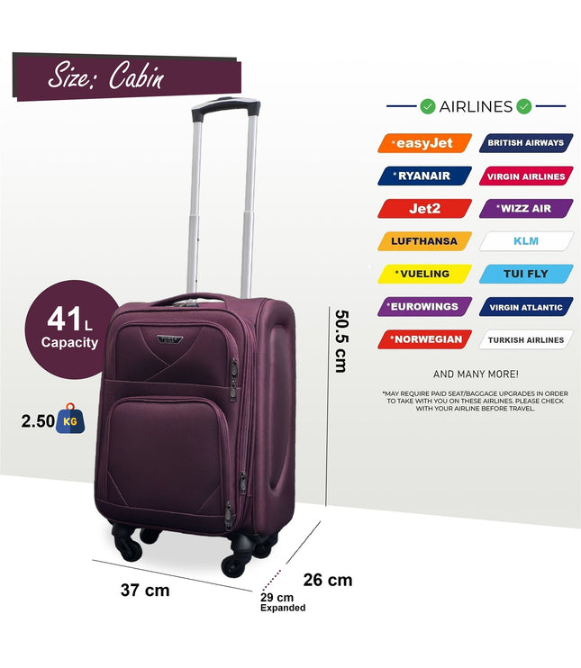 Nagoya Cabin Soft Shell Suitcase in Purple