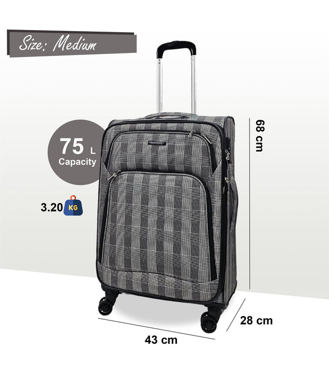 Ashbourne Medium Soft Shell Suitcase in Stripe