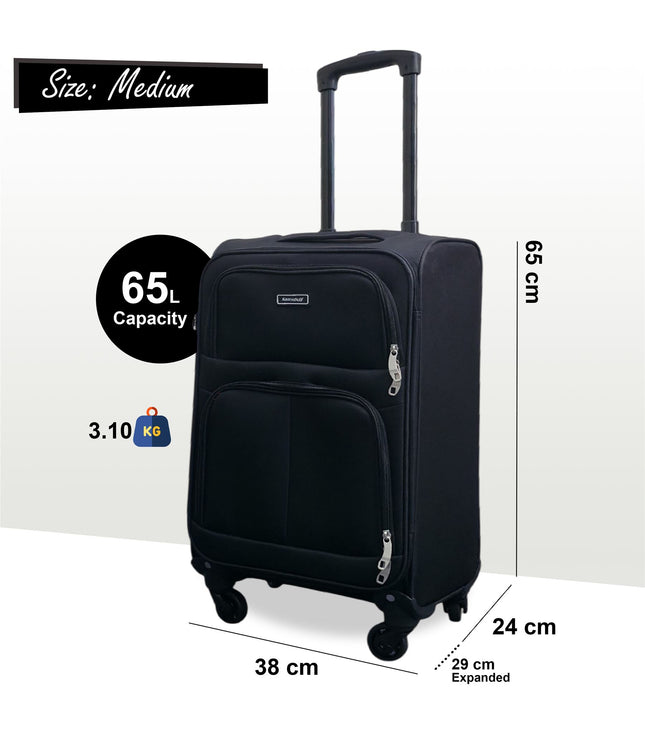 Tahara Medium Soft Shell Suitcase in Black