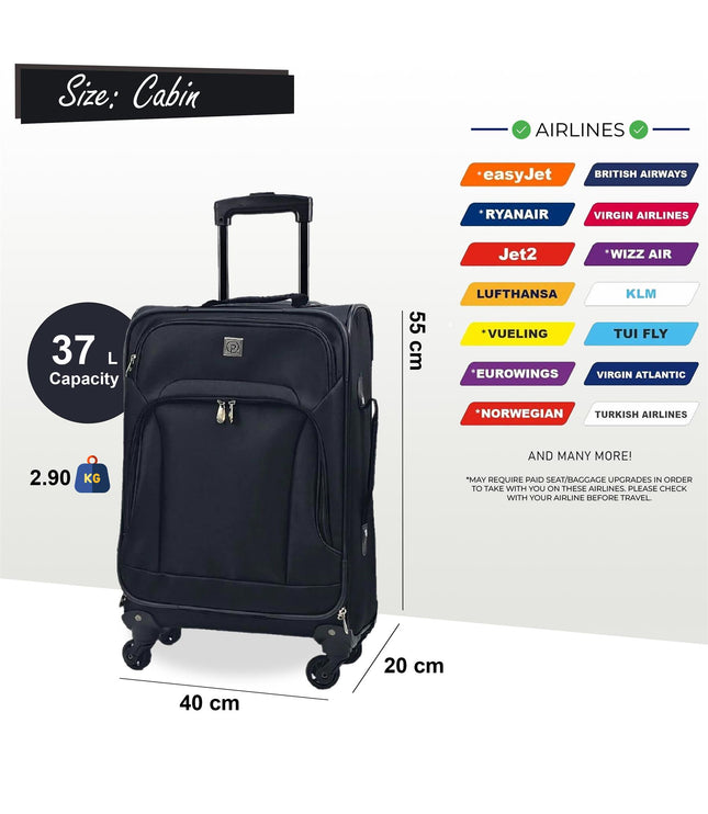 Corsham Cabin Soft Shell Suitcase in Black