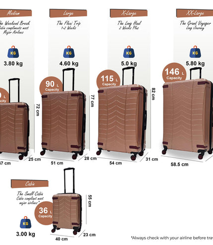 Chilton Set of 5 Hard Shell Suitcase in Rose Gold