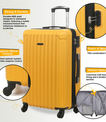 Corowa Set of 3 Hard Shell Suitcase in Yellow