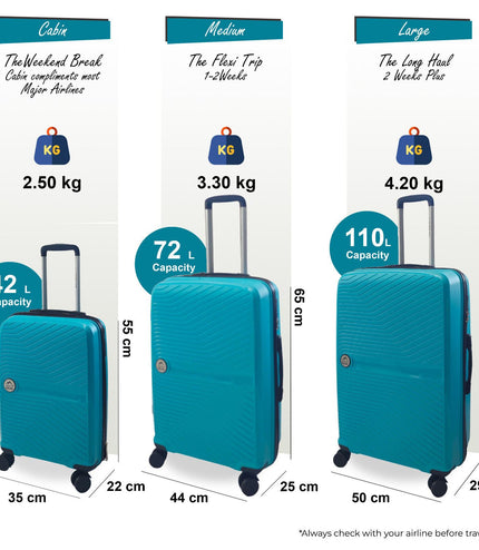 Acton Set of 3 Hard Shell Suitcase in Mint
