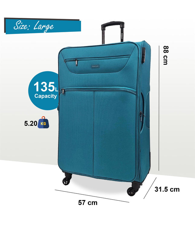 Ashford Extra Large Soft Shell Suitcase in Teal