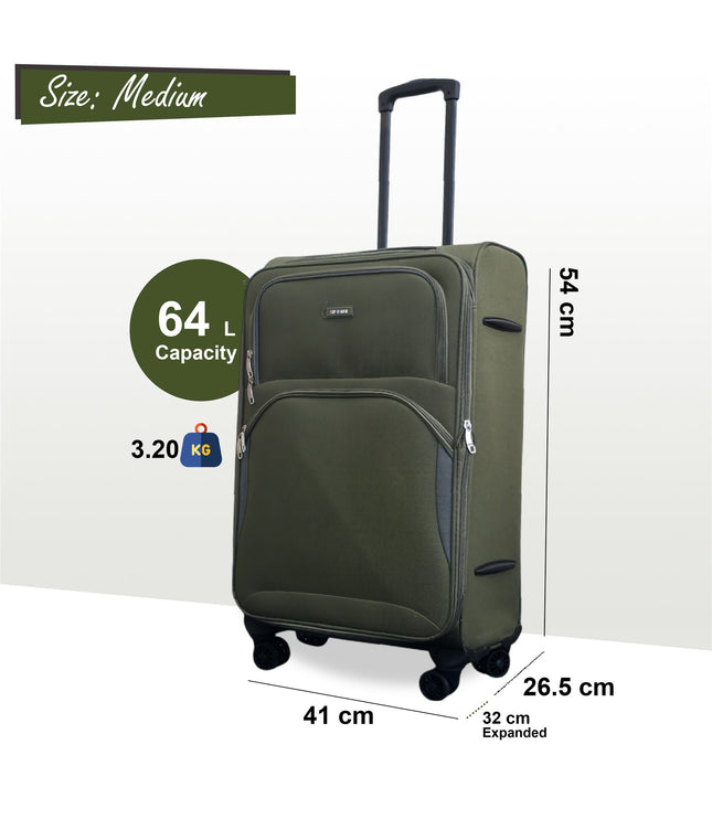 Gosford Medium Soft Shell Suitcase in Green