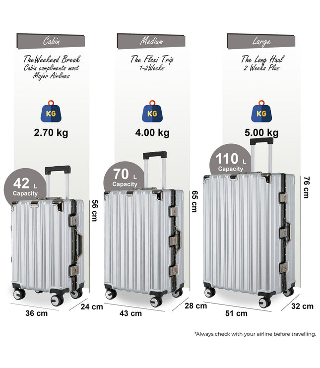 Airdrie Set of 3 Hard Shell Suitcase in Silver