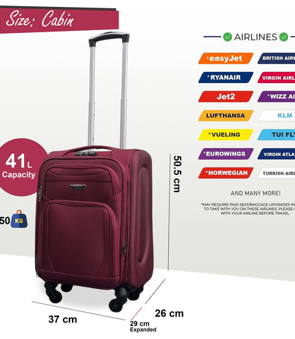 Nagoya Cabin Soft Shell Suitcase in Wine