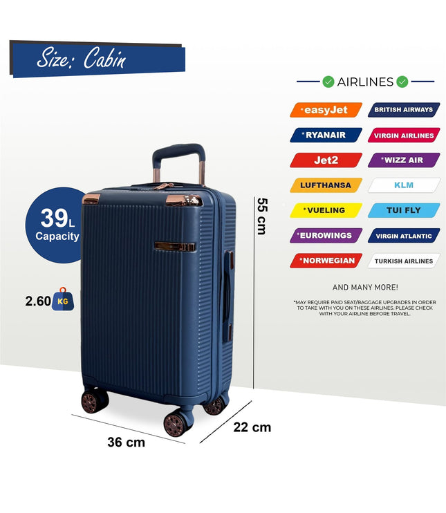 Cowra Cabin Hard Shell Suitcase in Navy Blue