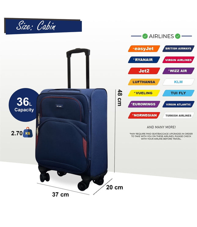 Gosford Cabin Soft Shell Suitcase in Navy Blue