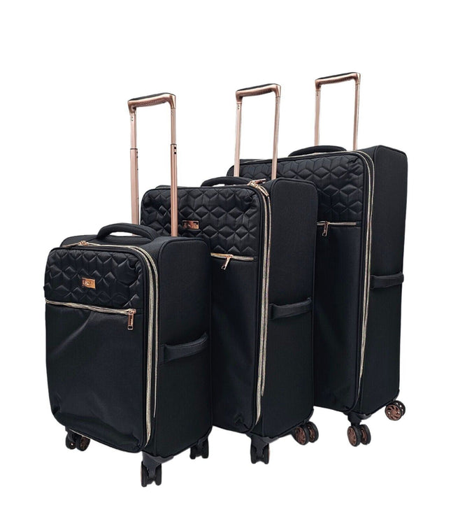 Bexley Set of 3 Soft Shell Suitcase in Black