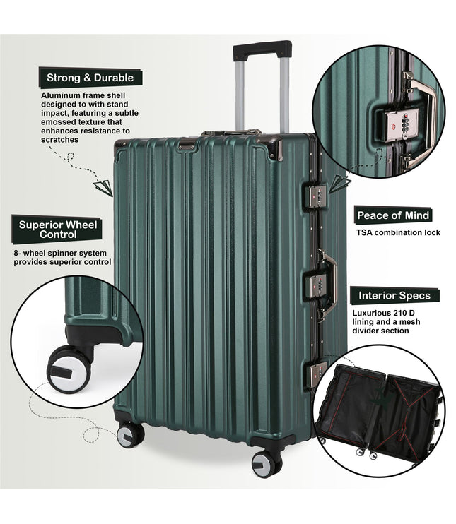 Airdrie Set of 3 Hard Shell Suitcase in Green