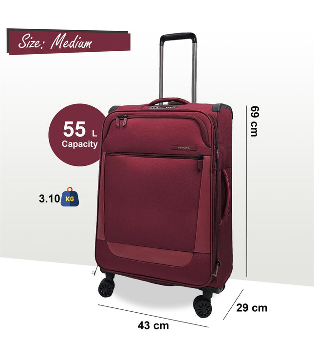 Bourne Medium Soft Shell Suitcase in Burgundy