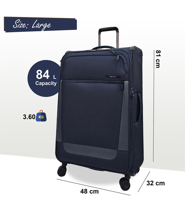 Bourne Large Soft Shell Suitcase in Navy