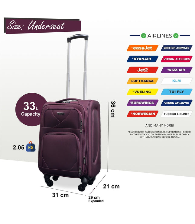 Nagoya Unserseat Soft Shell Suitcase in Purple