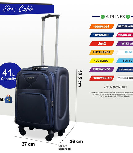 Nagoya Cabin Soft Shell Suitcase in Navy