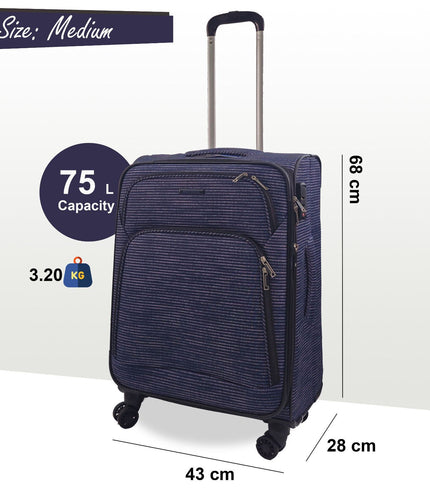 Ashbourne Medium Soft Shell Suitcase in Lines