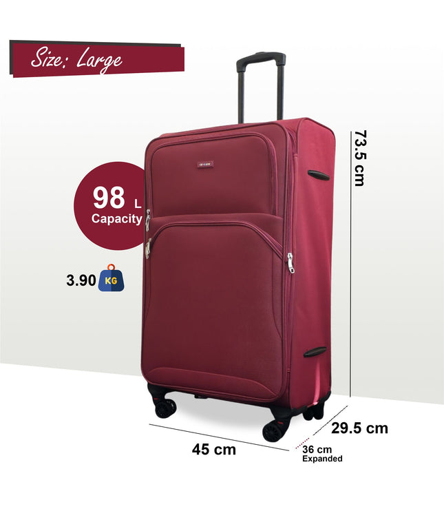 Gosford Large Soft Shell Suitcase in Burgundy Red