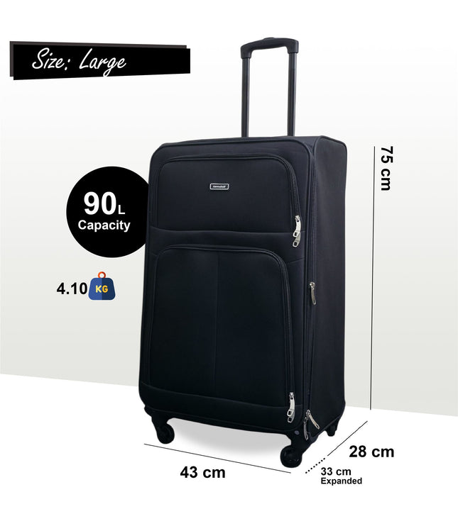 Tahara Large Soft Shell Suitcase in Black
