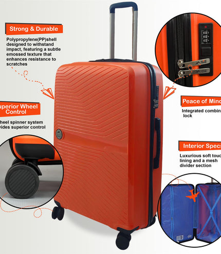 Acton Set of 3 Hard Shell Suitcase in Orange