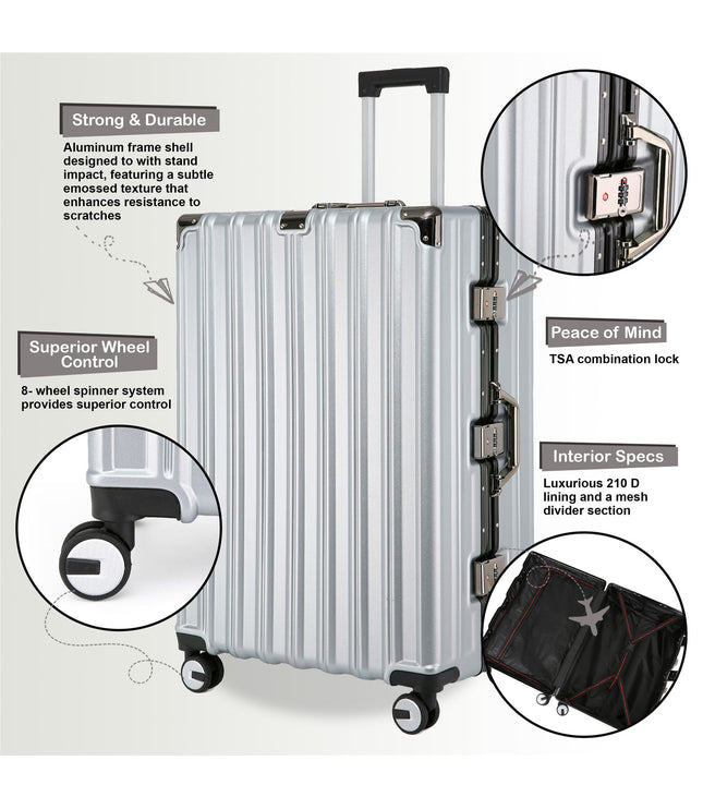 Airdrie Set of 3 Hard Shell Suitcase in Silver