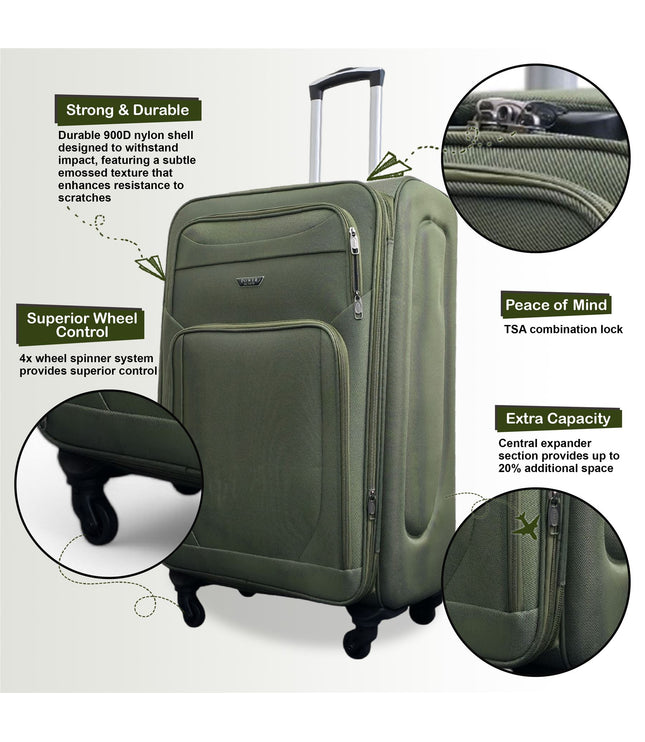 Nagoya Medium Soft Shell Suitcase in Khaki