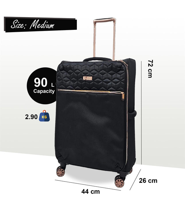 Bexley Medium Soft Shell Suitcase in Black