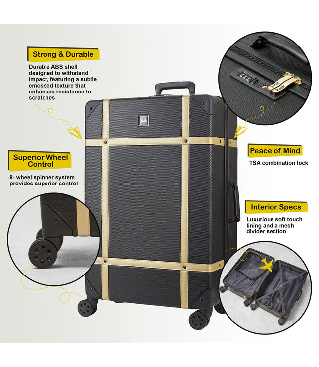 Alston Medium Hard Shell Suitcase in Black Gold