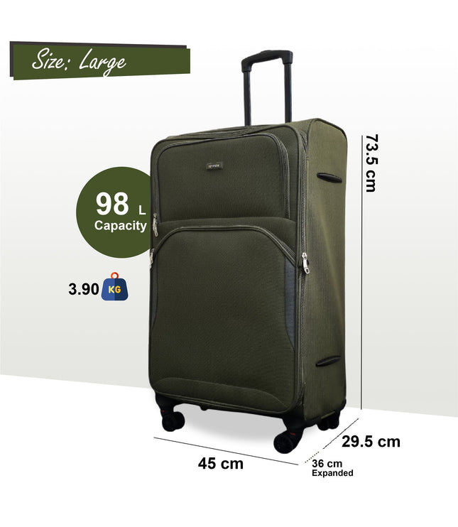 Gosford Large Soft Shell Suitcase in Green