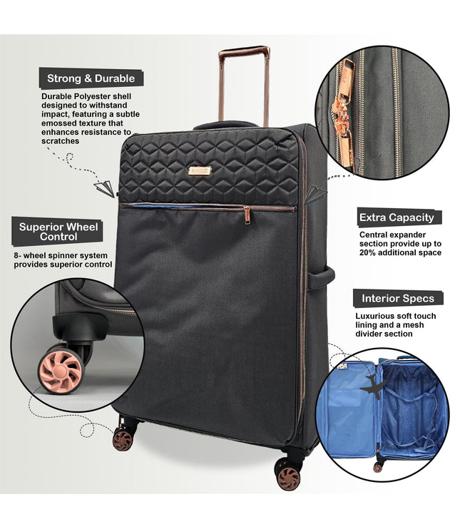 Bexley Medium Soft Shell Suitcase in Grey