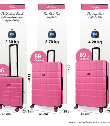 Cotgrave Set of 3 Soft Shell Suitcase in Pink