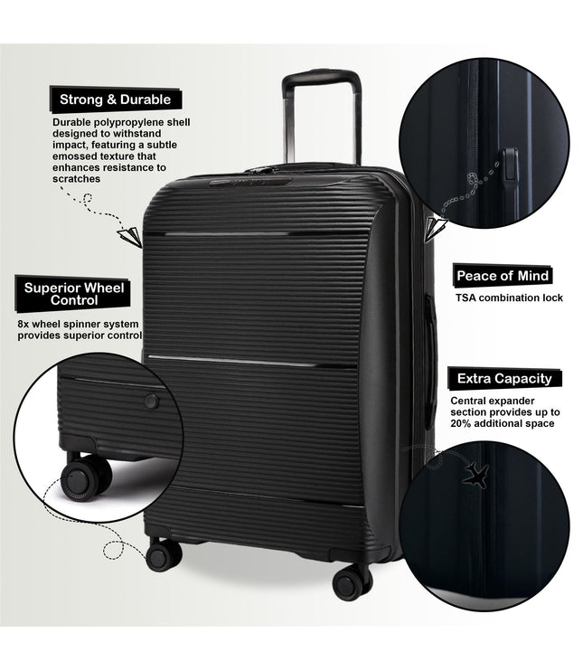 Abiko Set of 3 Hard Shell Suitcase in Black